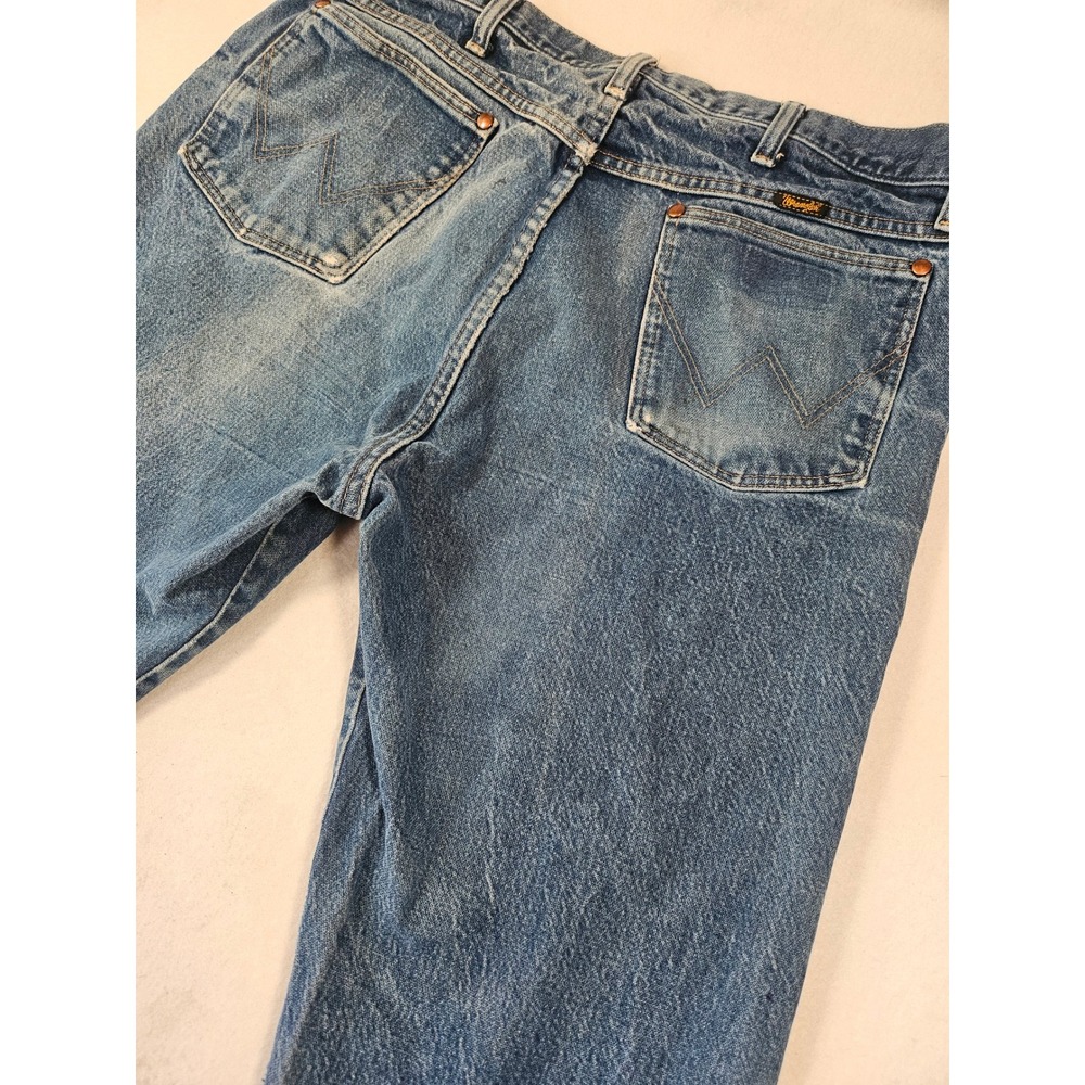 Wrangler Cowboy Thrashed‎ Jeans 38x32 Blue Distressed Grunge Straight Leg Denim
